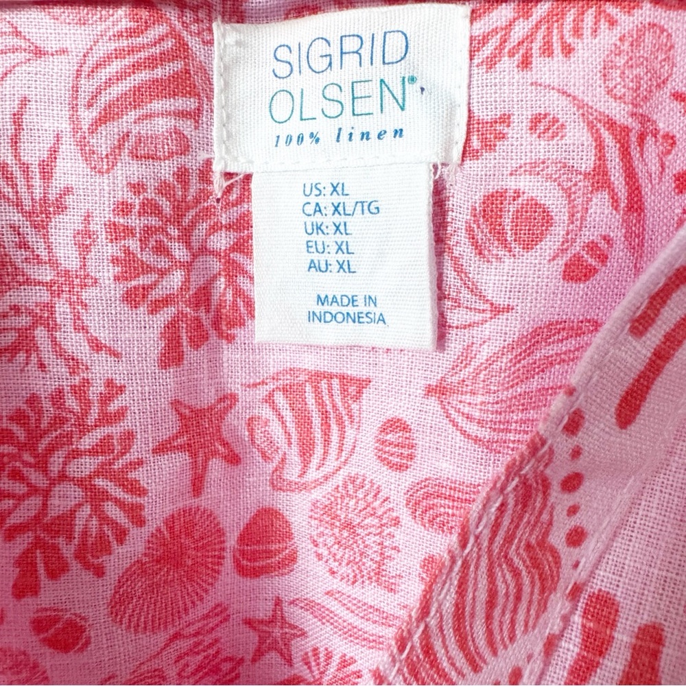 Sigrid Olsen Coral Seashell Linen Coverup - Picture 5 of 11